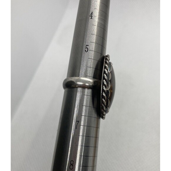 Vintage SW Style Brown Natural Stone Ring Size 6 Sterling Silver 925 Ring 7.8g - Picture 7 of 9